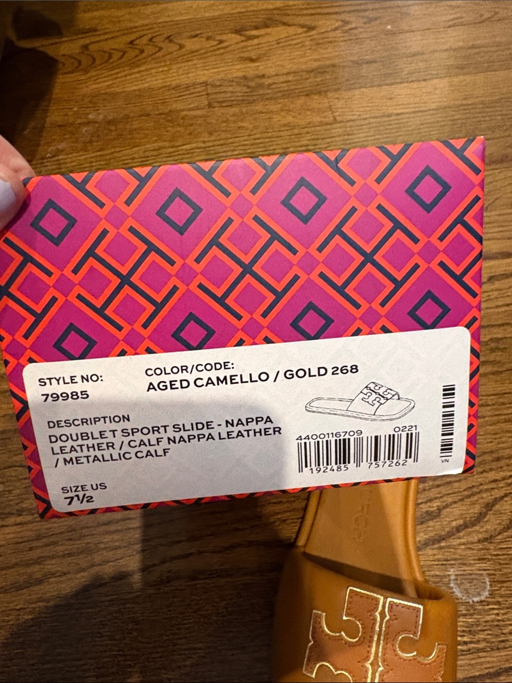 Tory Burch Cognac Leather Logo Slide Sandals - Picture 5 of 5